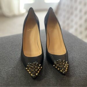 Christian Louboutin Leather Black Studded Heels